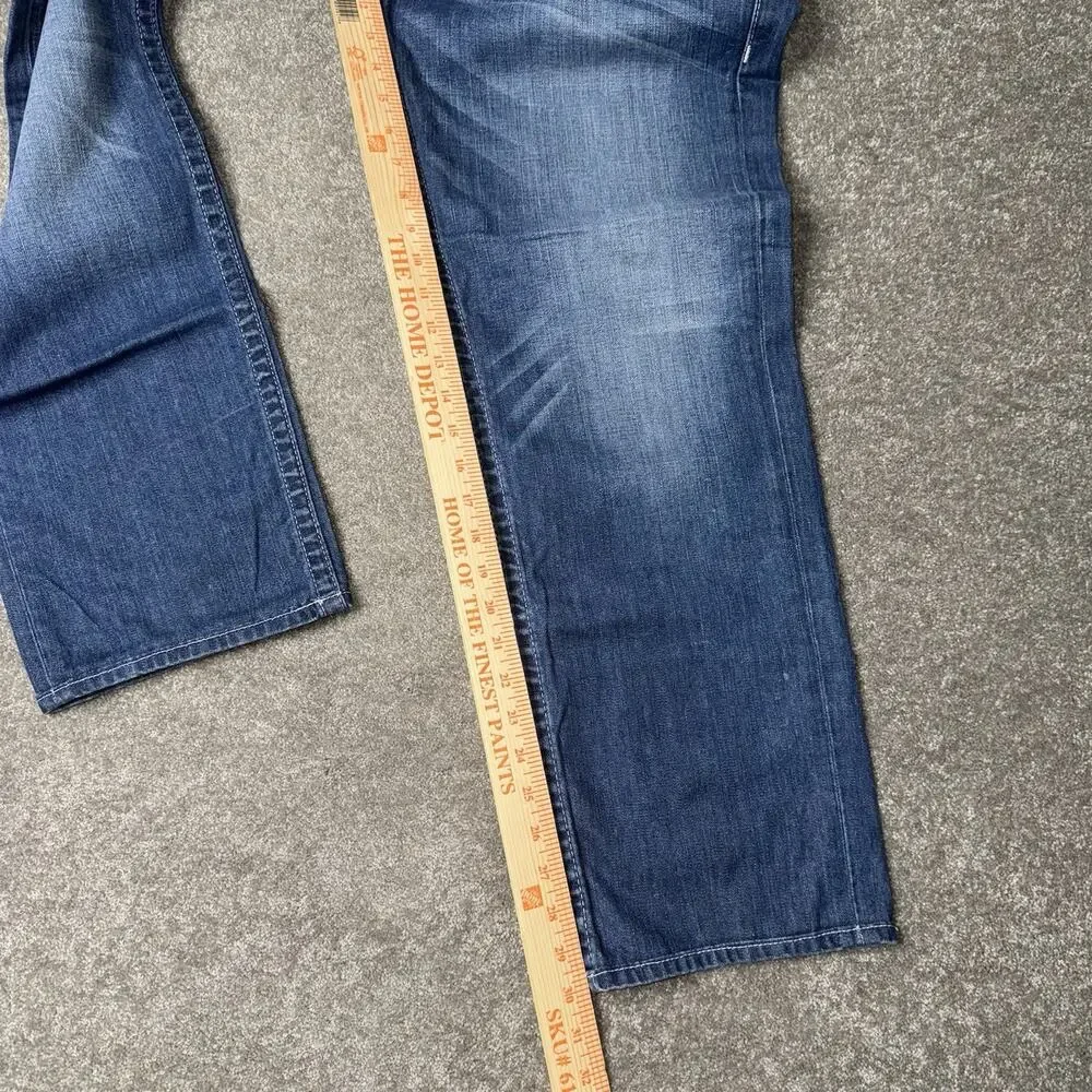 True Religion Mens 40 Skinny Fit Jeans Blue Distressed Denim‎ Designer USA